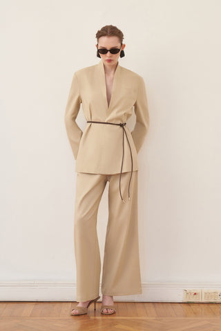 Kuşaklı Keten Blazer