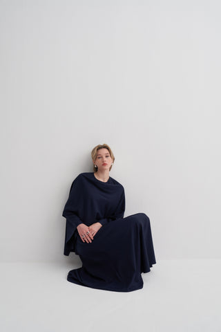 Aden Drapeli Lacivert Elbise