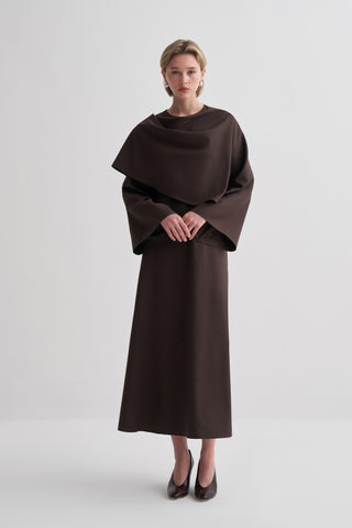 Aden Drapeli Kahverengi Elbise
