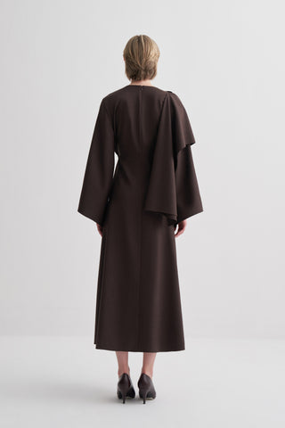 Aden Drapeli Kahverengi Elbise
