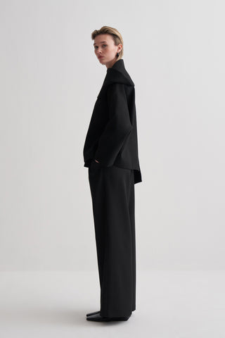 Mia Atkılı Siyah Kaşe Kaban