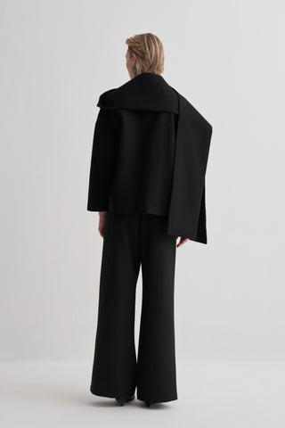 Mia Atkılı Siyah Kaşe Kaban